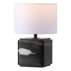 safavieh zahra marble and iron table lamp in black / white