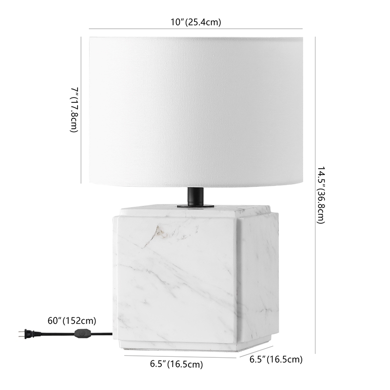 Safavieh Zahra Marble and Iron Table Lamp in White
