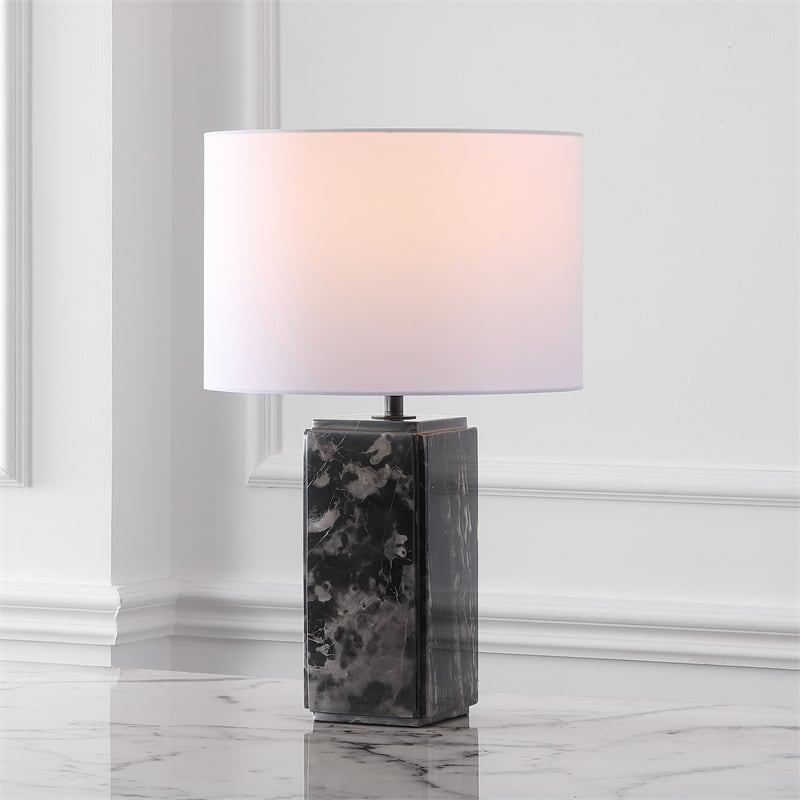 Safavieh Zahra Marble and Iron Tall Table Lamp in Black / White