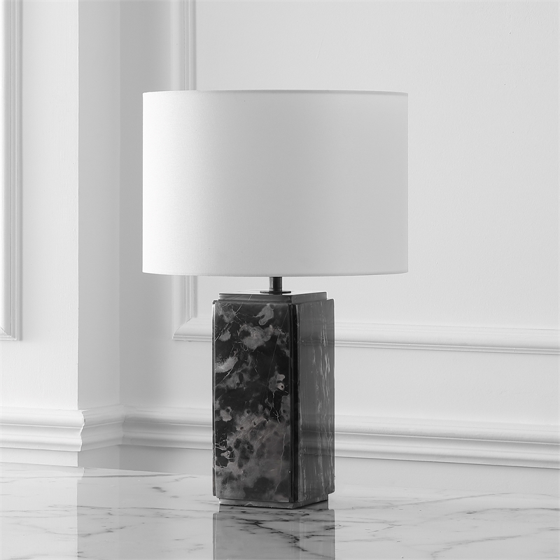 Safavieh Zahra Marble and Iron Tall Table Lamp in Black / White