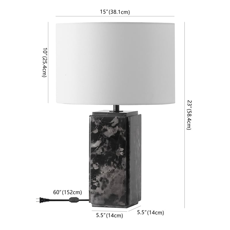 Safavieh Zahra Marble and Iron Tall Table Lamp in Black / White