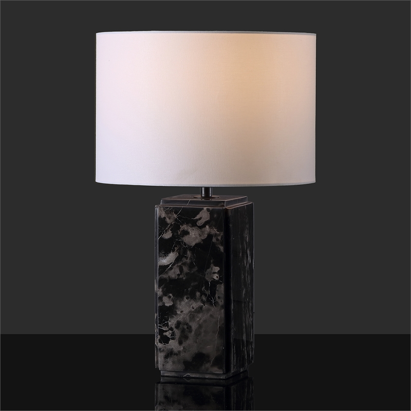 Safavieh Zahra Marble and Iron Tall Table Lamp in Black / White
