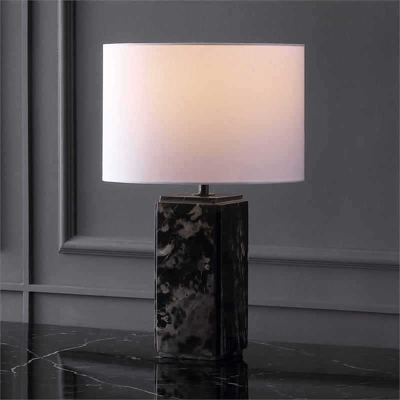 Safavieh Zahra Marble and Iron Tall Table Lamp in Black / White