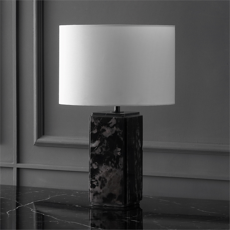 Safavieh Zahra Marble and Iron Tall Table Lamp in Black / White