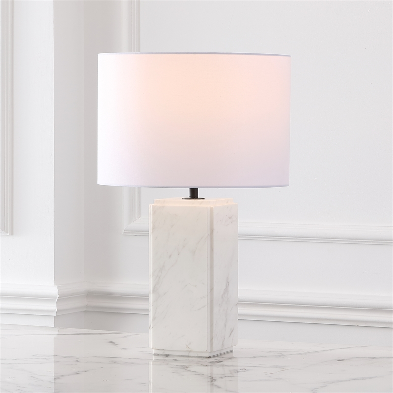 Safavieh Zahra Marble and Iron Tall Table Lamp in White
