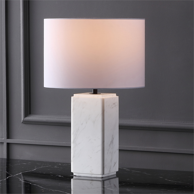 Safavieh Zahra Marble and Iron Tall Table Lamp in White