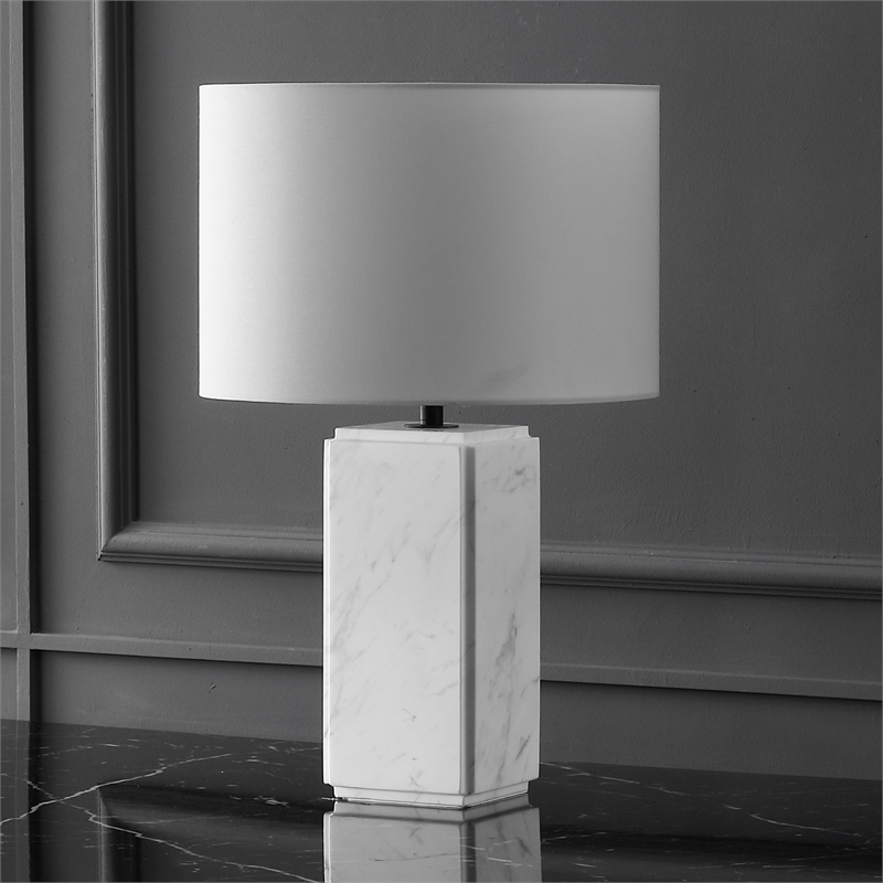 Safavieh Zahra Marble and Iron Tall Table Lamp in White