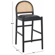 Safavieh Laylie Rattan And Leather Counter Stool in Black