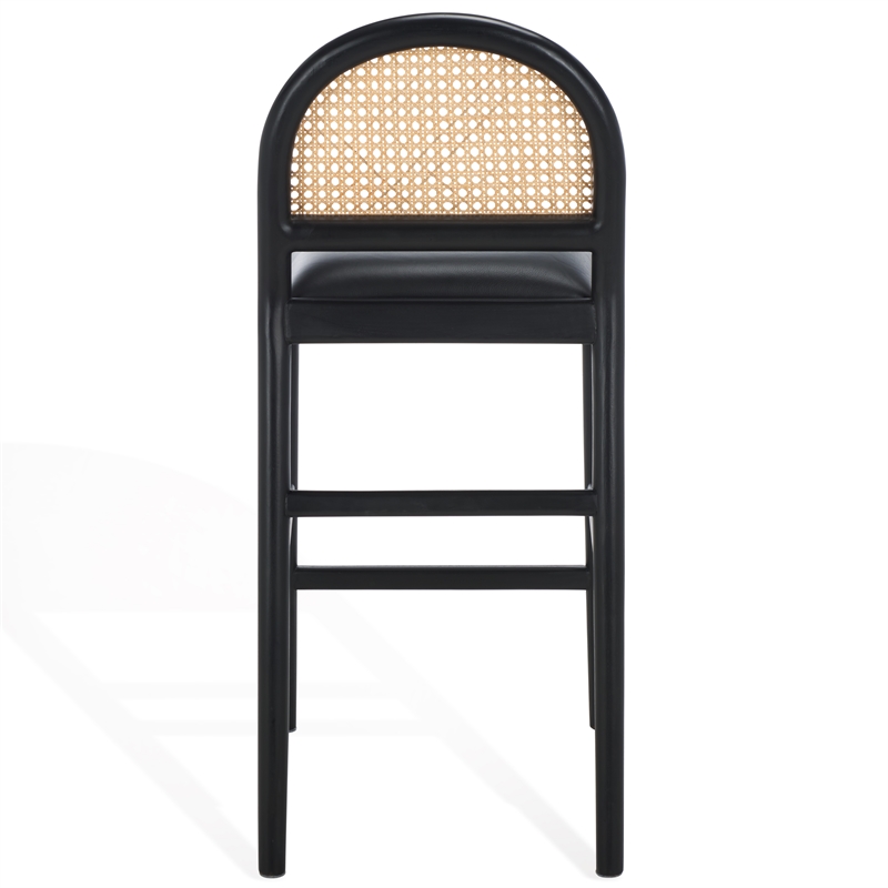 Safavieh Laylie Rattan And Leather Counter Stool in Black