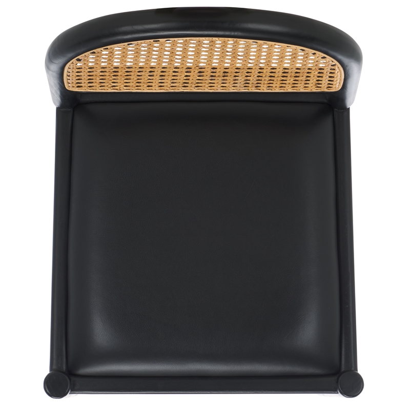 Safavieh Laylie Rattan And Leather Counter Stool in Black