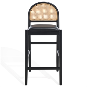 Safavieh Laylie Rattan And Leather Counter Stool in Black