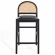 Safavieh Laylie Rattan And Leather Counter Stool in Black