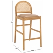 Safavieh Laylie Rattan And Leather Counter Stool in Brown / Natural