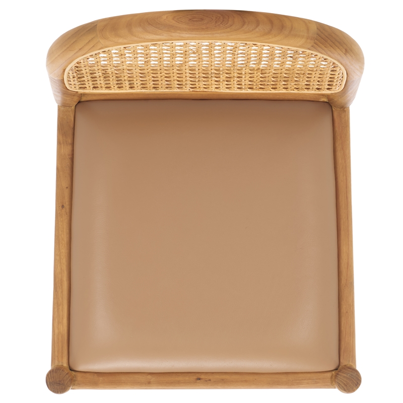 Safavieh Laylie Rattan And Leather Counter Stool in Brown / Natural