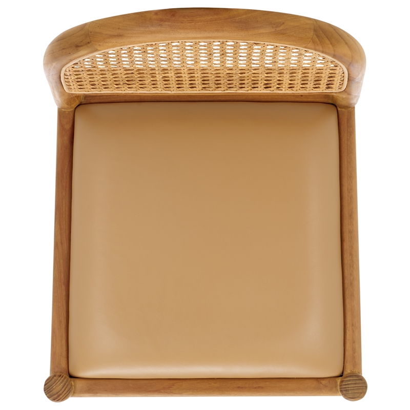 Safavieh Laylie Rattan And Leather Counter Stool in Tan / Natural