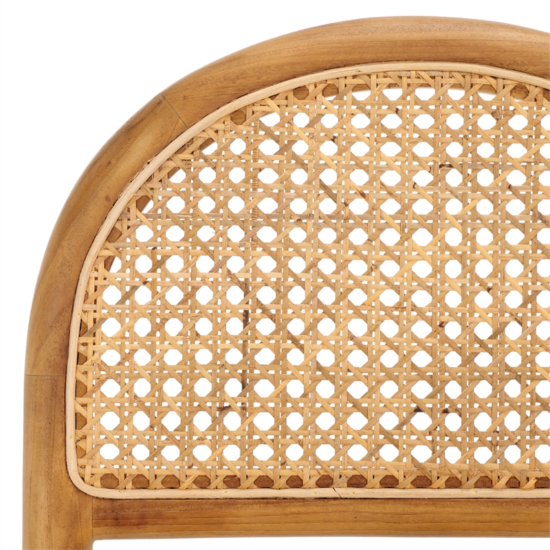 Safavieh Laylie Rattan And Leather Counter Stool in Tan / Natural