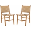 Safavieh Cassaphina Woven Leather Dining Chair in Tan / Natural