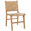 Safavieh Cassaphina Woven Leather Dining Chair in Tan / Natural