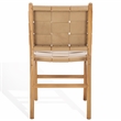 Safavieh Cassaphina Woven Leather Dining Chair in Tan / Natural
