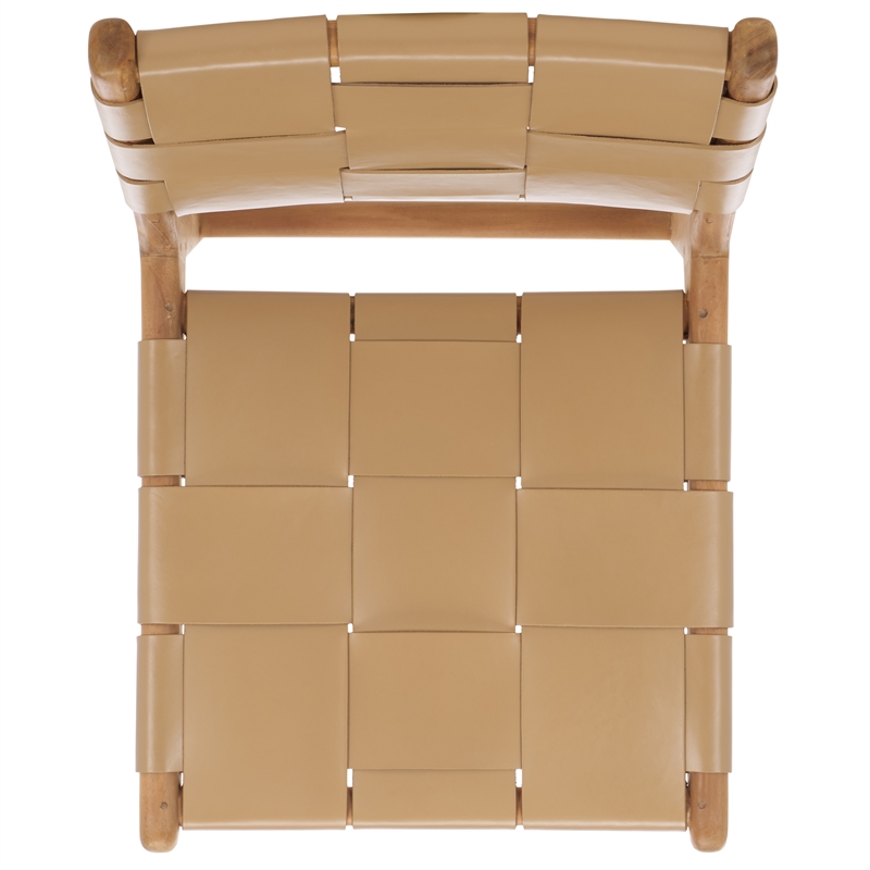 Safavieh Cassaphina Woven Leather Dining Chair in Tan / Natural