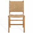 Safavieh Cassaphina Woven Leather Dining Chair in Tan / Natural