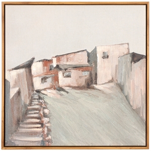 Safavieh Avlaki Wood and Iron Framed Linen Canvas  in Blue / Brown