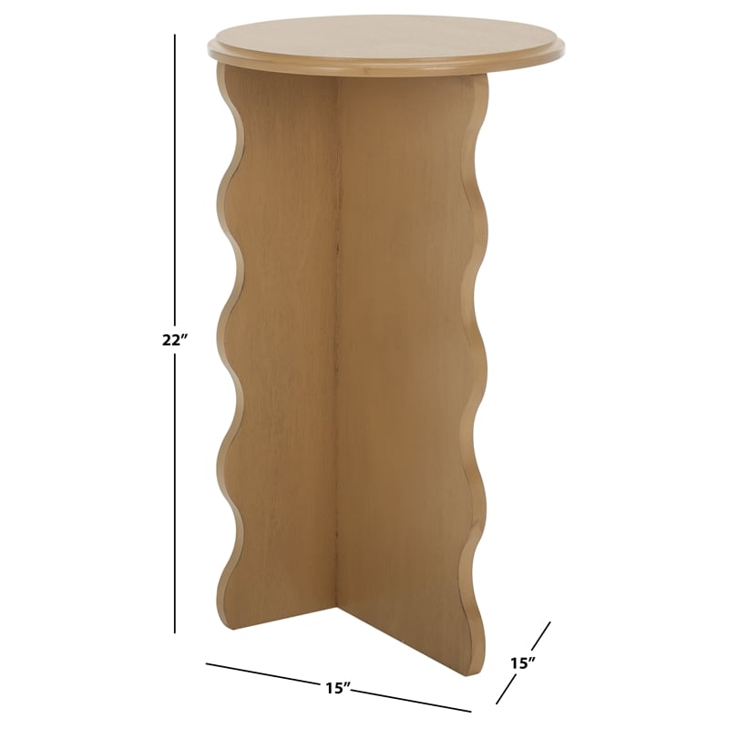 Safavieh Lilith Wavy Wood Accent Table in Brown