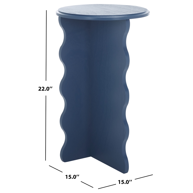 Safavieh Lilith Wavy Wood Accent Table in Blue