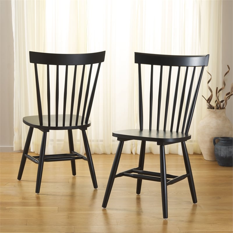 Safavieh Parker Wood Spindle Dining Chair (Set Of 2) in Matte Black