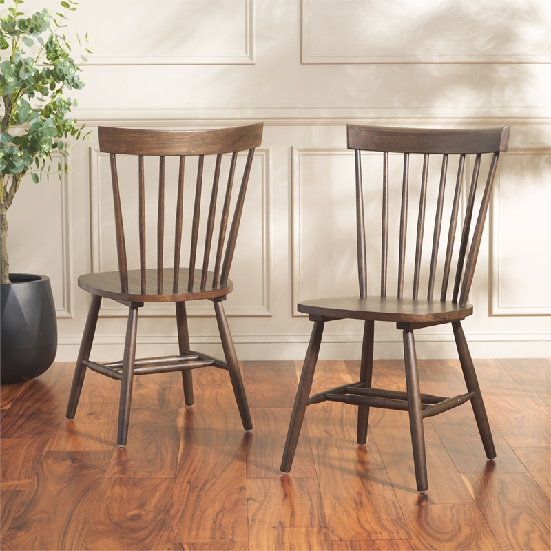 Safavieh Parker Wood Spindle Dining Chair (Set Of 2) in Dark Walnut