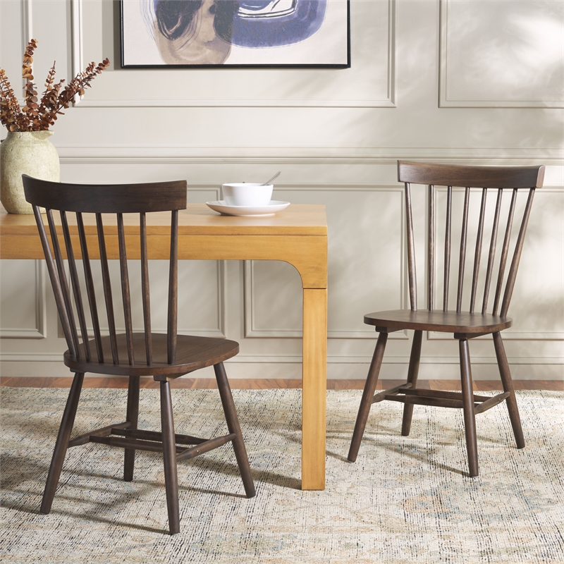 Safavieh Parker Wood Spindle Dining Chair (Set Of 2) in Dark Walnut