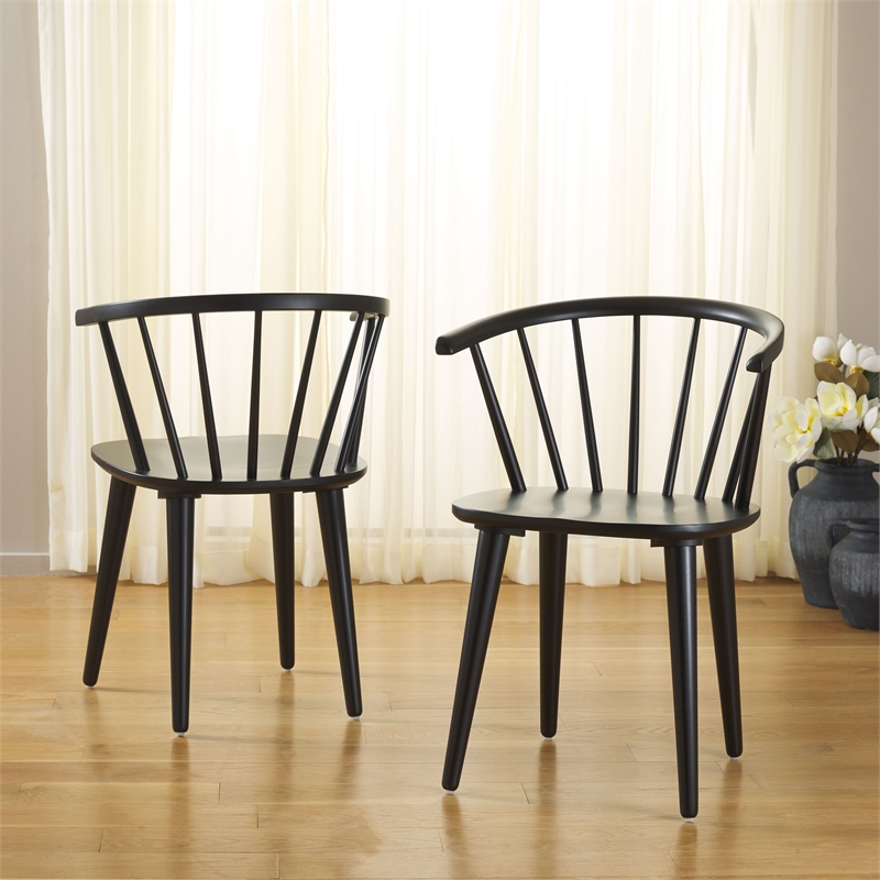 Safavieh Blanchard Wood Side Chair in Matte Black