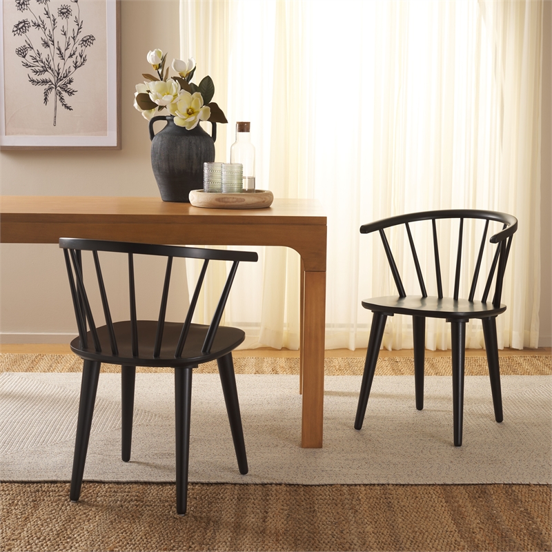 Safavieh Blanchard Wood Side Chair in Matte Black