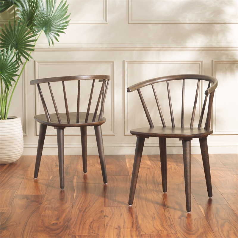 Safavieh Blanchard Wood Side Chair in Dark Walnut