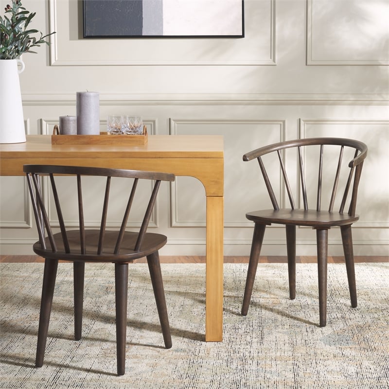 Safavieh Blanchard Wood Side Chair in Dark Walnut