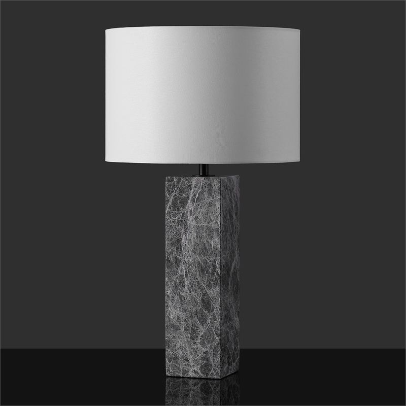 Safavieh Poloma Square Marble and Iron Table Lamp in Gray / White