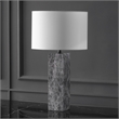 Safavieh Poloma Square Marble and Iron Table Lamp in Gray / White