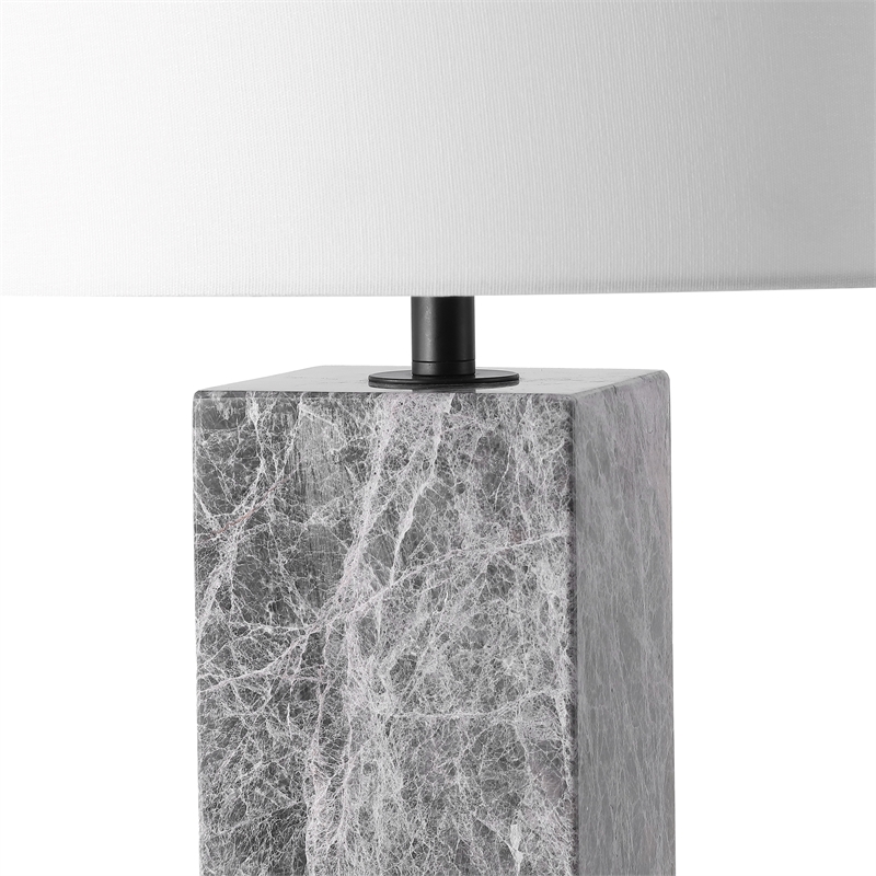 Safavieh Poloma Square Marble and Iron Table Lamp in Gray / White