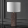 Safavieh Feliciano Travertine and Iron Table Lamp in Brown / White