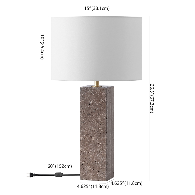 Safavieh Feliciano Travertine and Iron Table Lamp in Brown / White