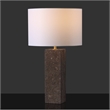 Safavieh Feliciano Travertine and Iron Table Lamp in Brown / White