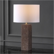 Safavieh Feliciano Travertine and Iron Table Lamp in Brown / White