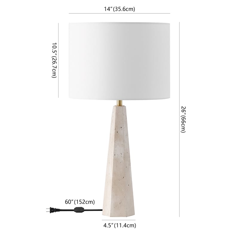 Safavieh Gabryanna Travertine and Iron Table Lamp in White