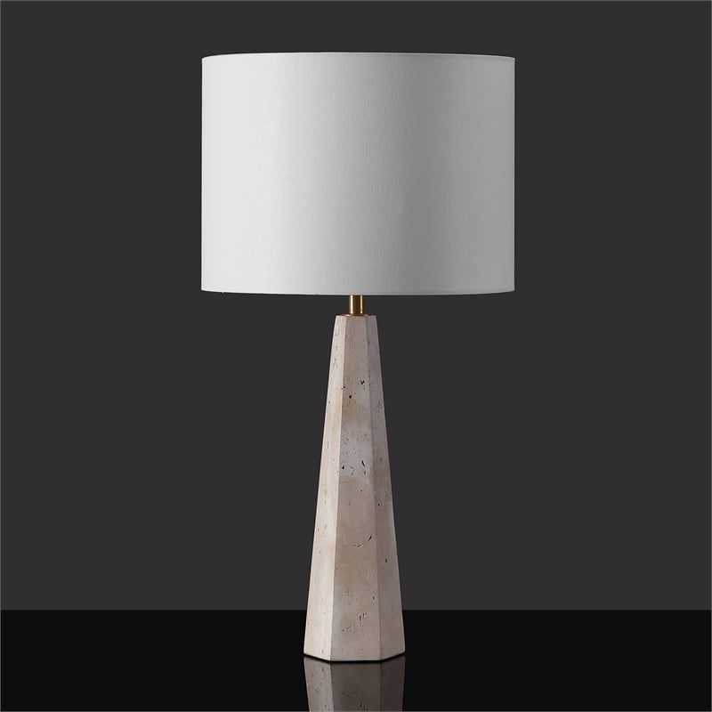 Safavieh Gabryanna Travertine and Iron Table Lamp in White