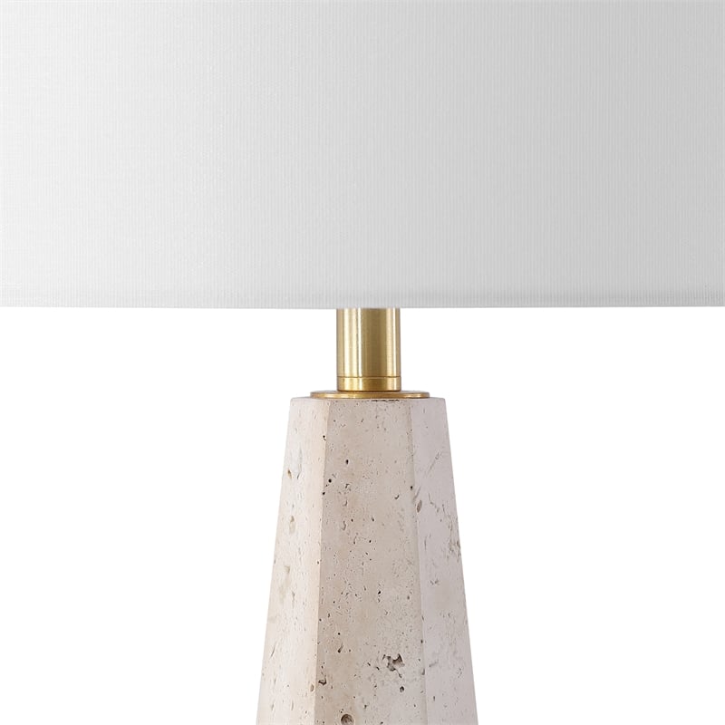 Safavieh Gabryanna Travertine and Iron Table Lamp in White