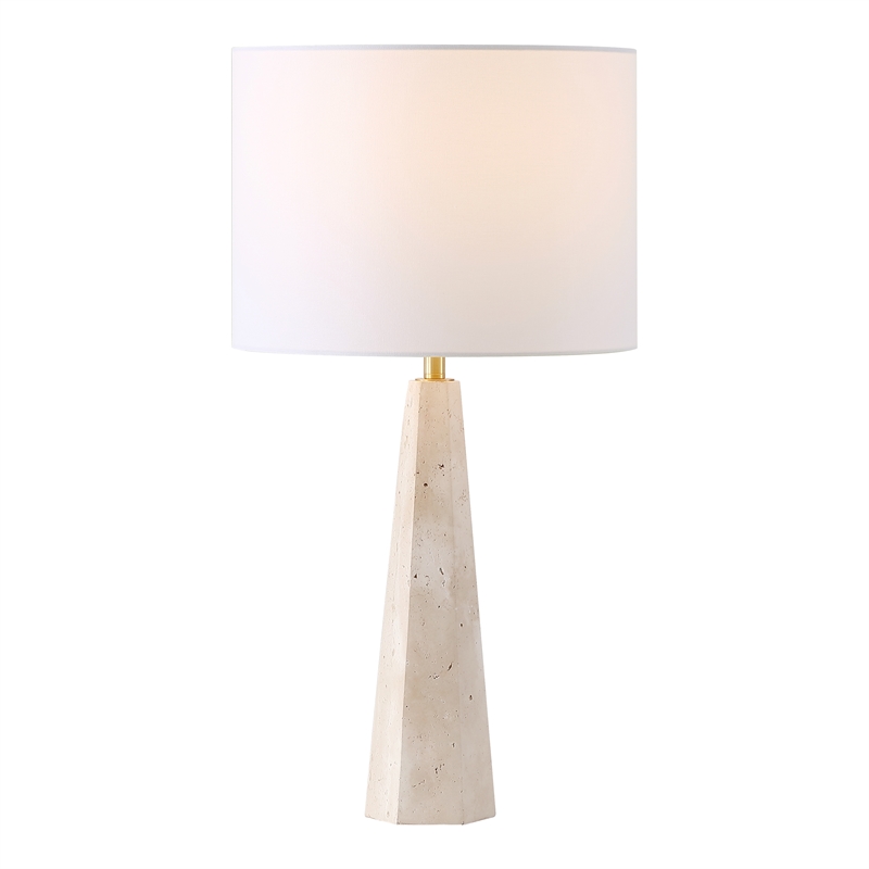 Safavieh Gabryanna Travertine and Iron Table Lamp in White