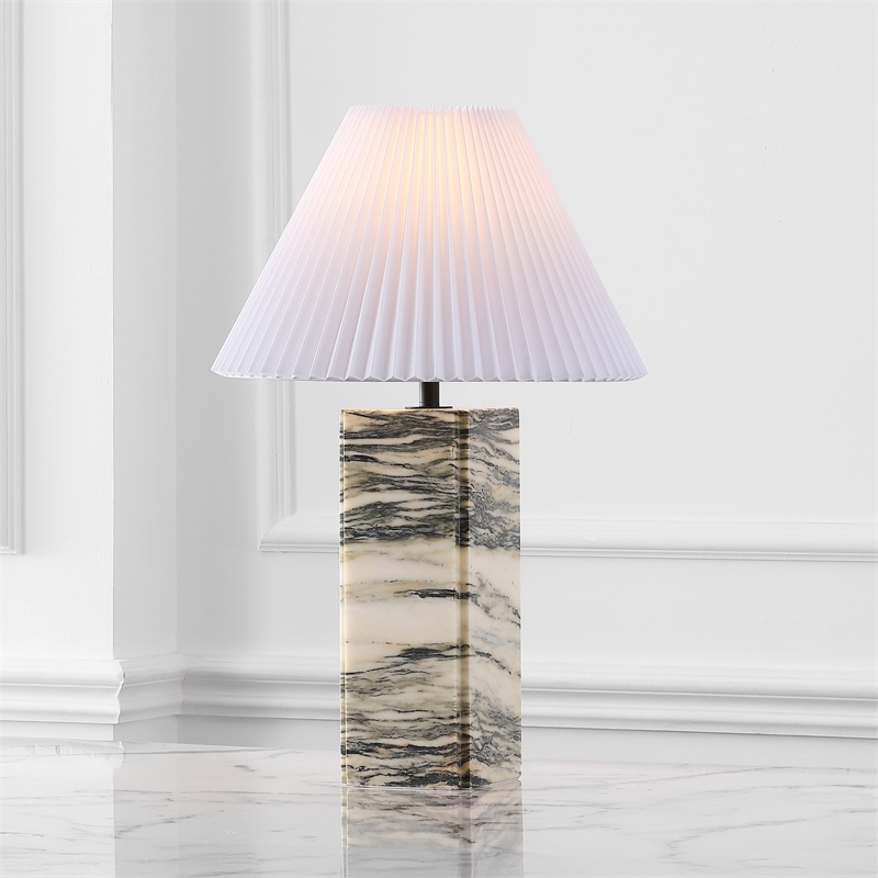 Safavieh Mackenzie Square Marble and Iron Table Lamp in Cream / White
