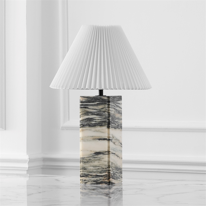 Safavieh Mackenzie Square Marble and Iron Table Lamp in Cream / White