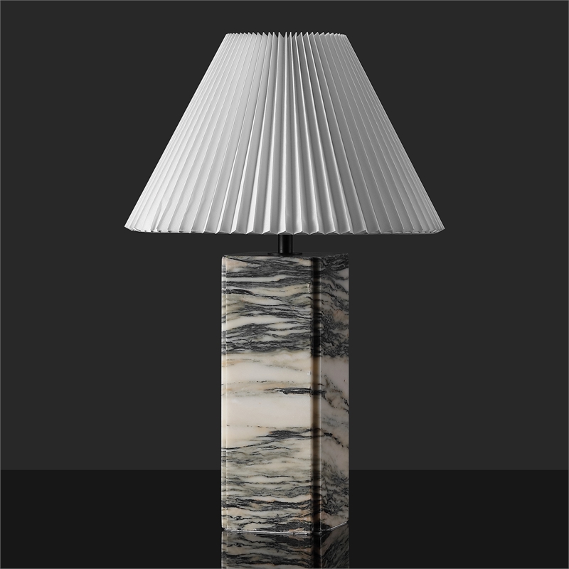 Safavieh Mackenzie Square Marble and Iron Table Lamp in Cream / White