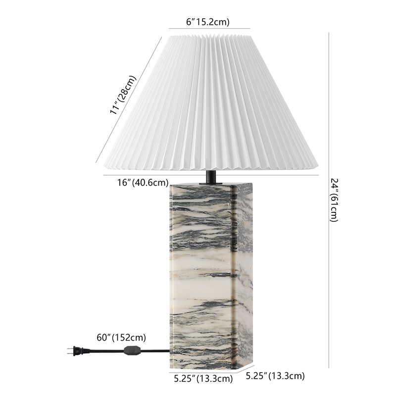Safavieh Mackenzie Square Marble and Iron Table Lamp in Cream / White